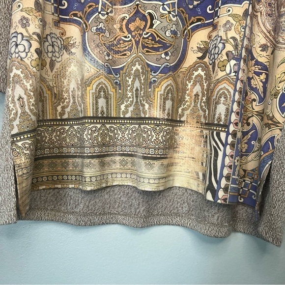 Chico's Turtle Neck Tunic Top Paisley 3/4 Sleeves Artsy Boho Size L - Picture 8 of 14